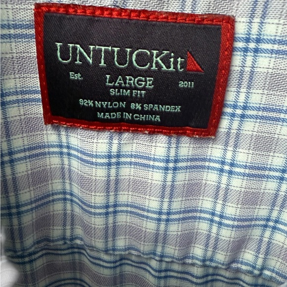 UNTUCKit Men's L Blue Plaid Long Sleeve Button-Up Shirt Casual - Picture 5 of 5